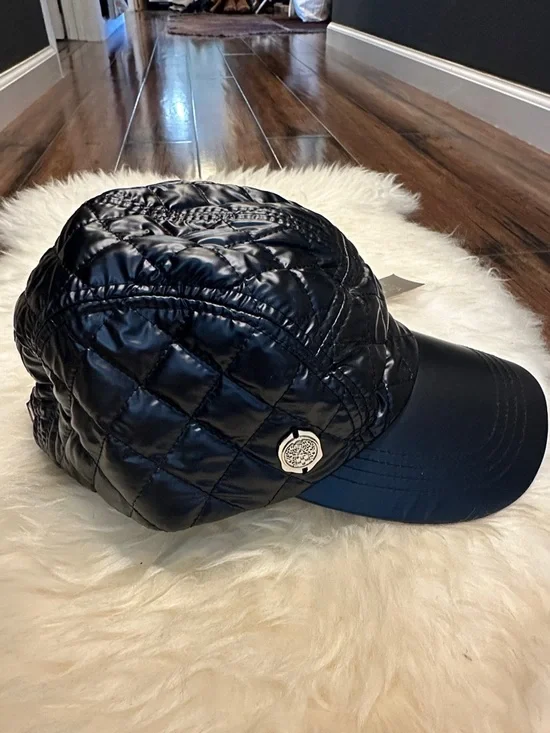 Vince Camuto Black Quilted Puffer Baseball Cap - Picture 2 of 6